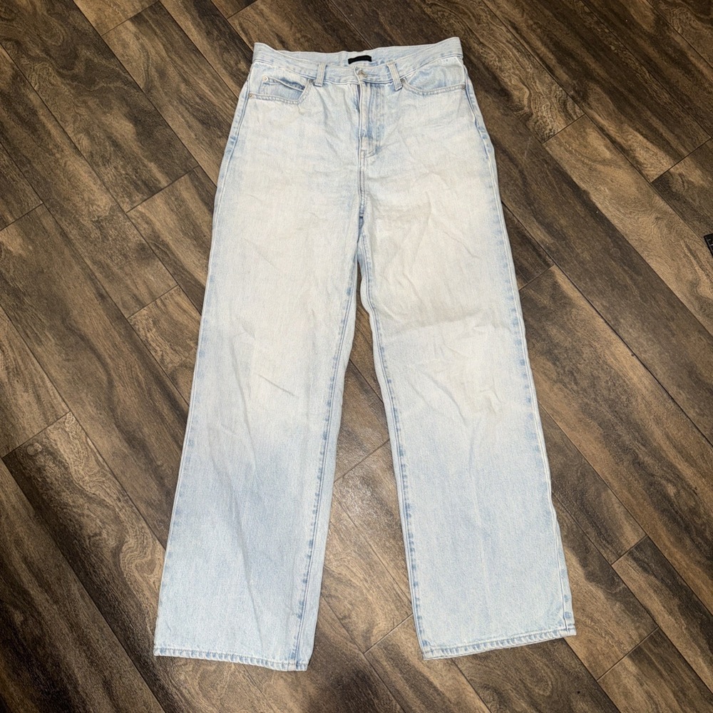 Uniqlo Light-Wash Wide-Leg Denim Jeans Women's 26 High-Rise Relaxed Fit Pockets